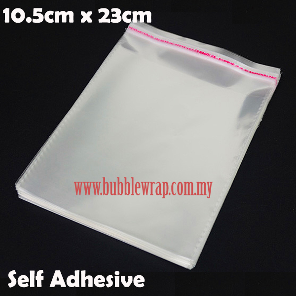 100pcs OPP Bag 10.5x23cm Self Adhesive Transparent Plastic Bag