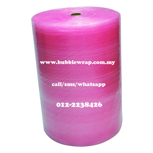 Antistatic Bubble Wrap Pink 1m x 100m Plastic Packaging