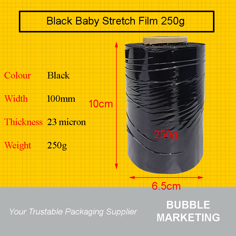 Black Baby Mini Stretch Film 100mm x 250g