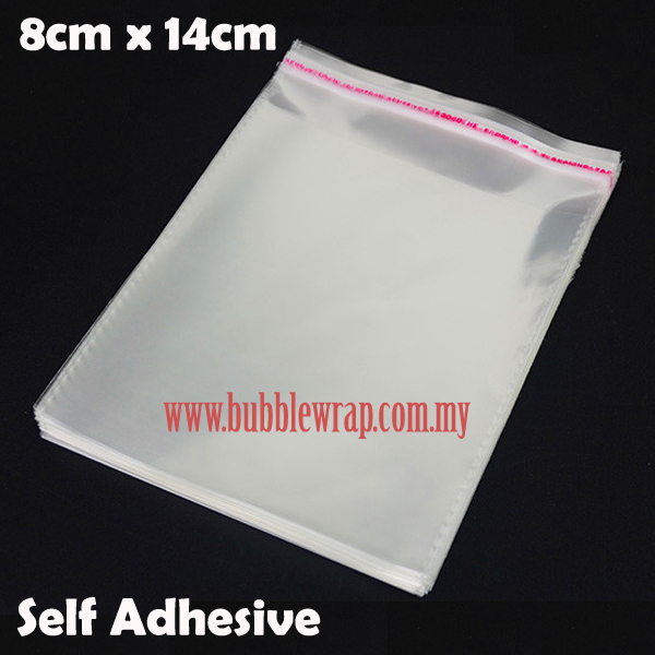 100pcs OPP Bag 8x14cm Self Adhesive Transparent Plastic Bag